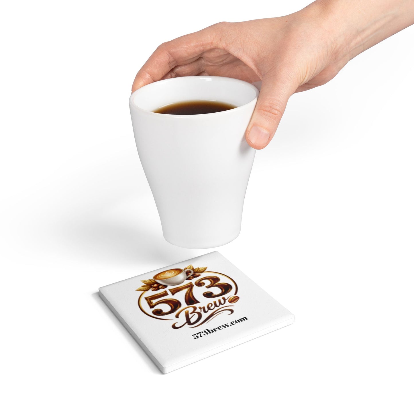 573 Brew Ceramic Coaster — Coffee Logo Drink Coaster