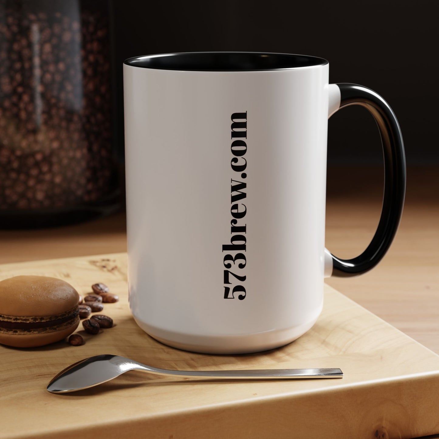 573brew.com Accent Coffee Mug – Black-Trim Ceramic Coffee Cup (11/15oz)