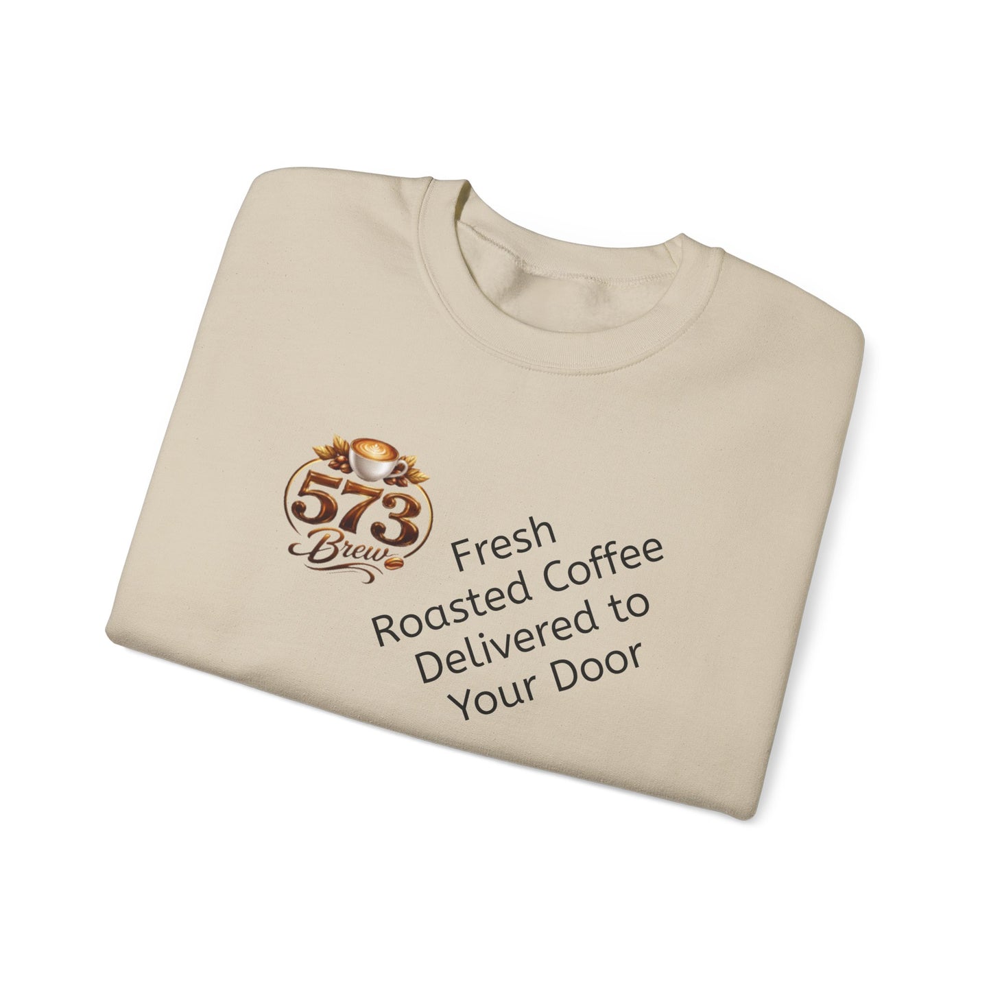 Coffee Logo Crewneck Sweatshirt — “573 Brew” Fresh Roasted Coffee Design