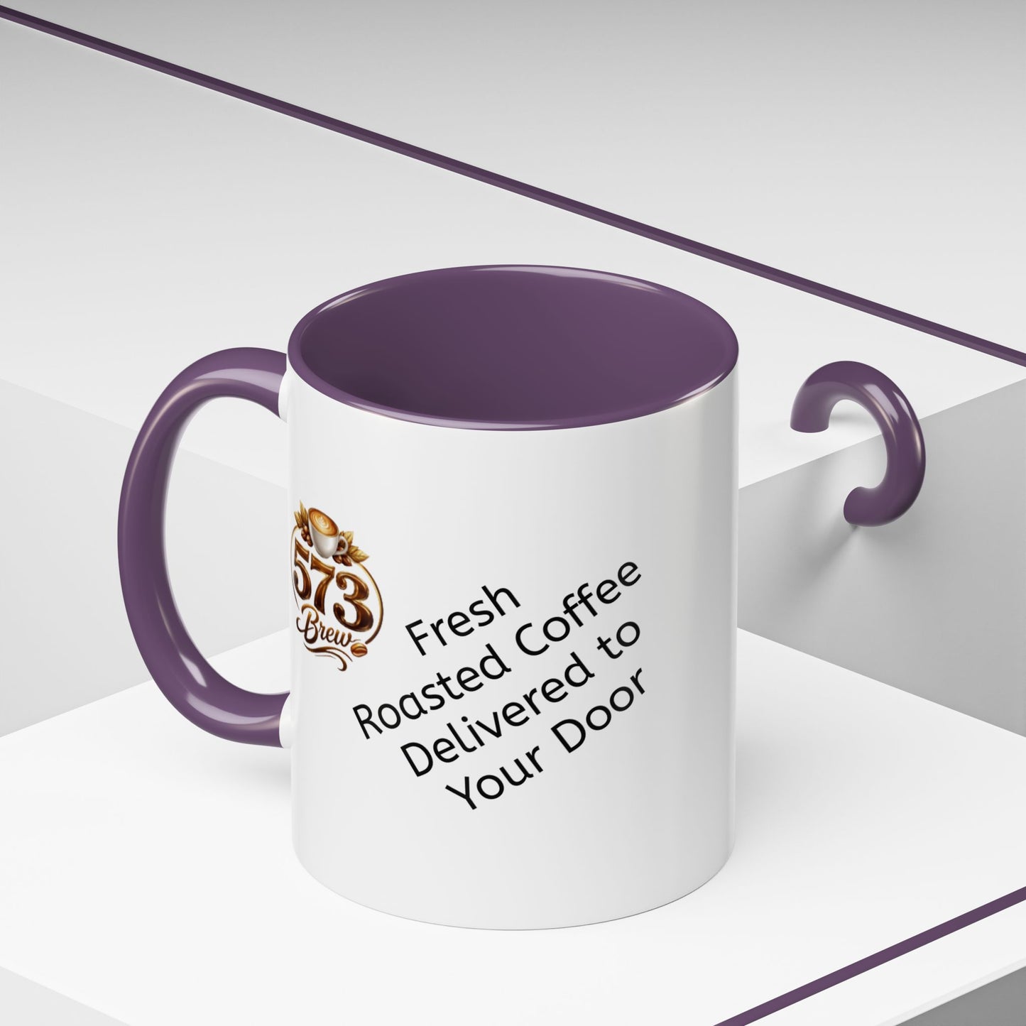 573brew.com Accent Coffee Mug – Black-Trim Ceramic Coffee Cup (11/15oz)