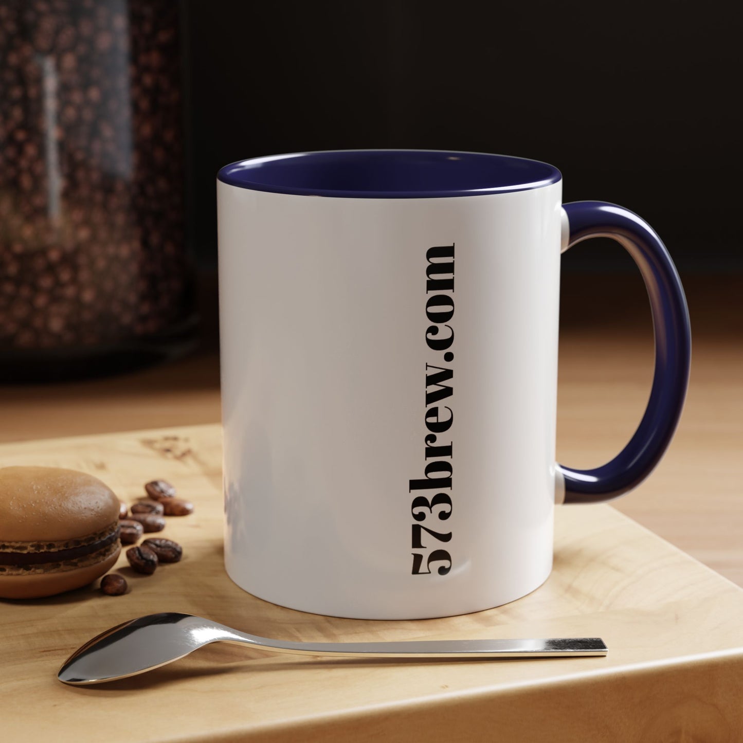 573brew.com Accent Coffee Mug – Black-Trim Ceramic Coffee Cup (11/15oz)