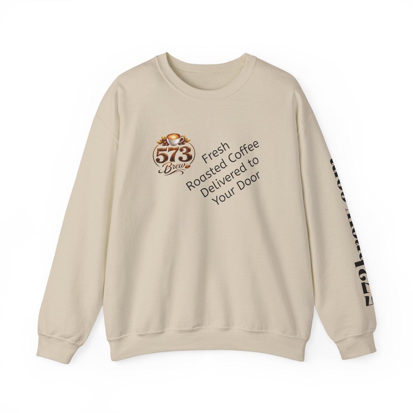 Coffee Logo Crewneck Sweatshirt — “573 Brew” Fresh Roasted Coffee Design