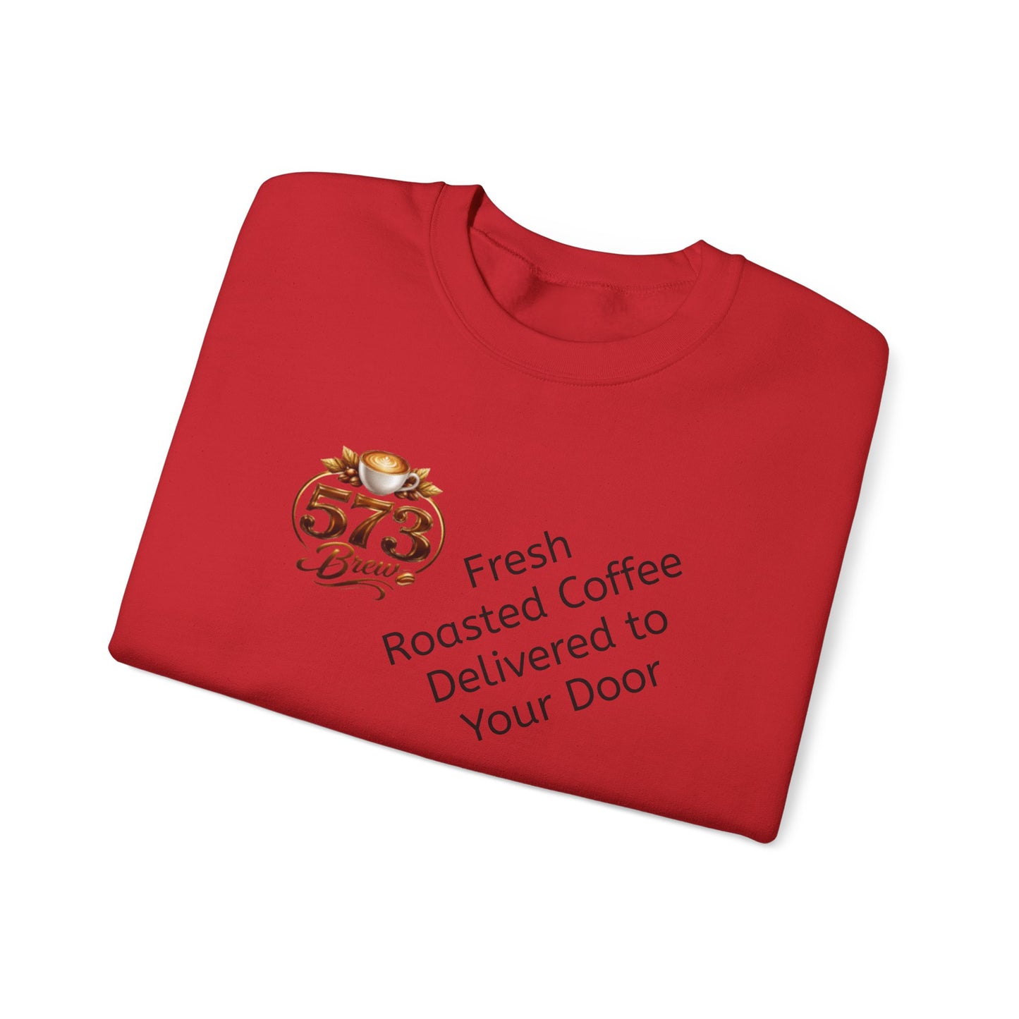 Coffee Logo Crewneck Sweatshirt — “573 Brew” Fresh Roasted Coffee Design