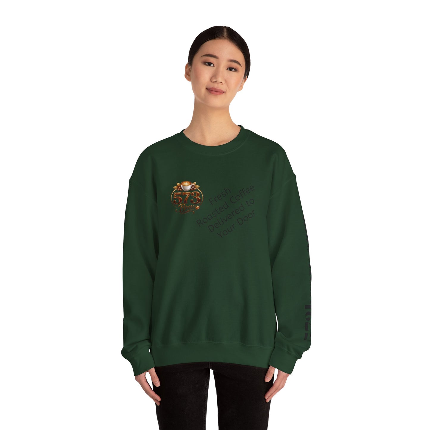 Coffee Logo Crewneck Sweatshirt — “573 Brew” Fresh Roasted Coffee Design