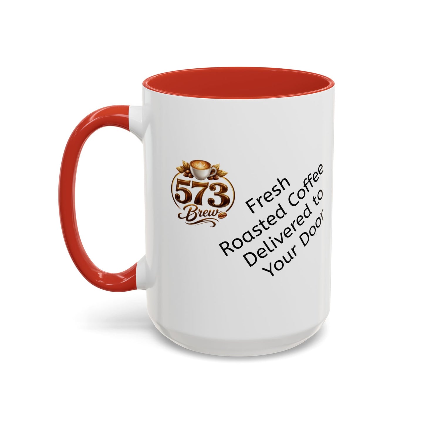 573brew.com Accent Coffee Mug – Black-Trim Ceramic Coffee Cup (11/15oz)