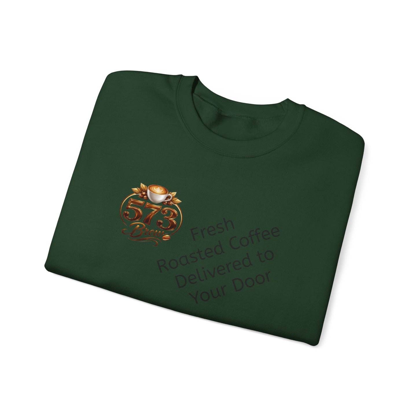 Coffee Logo Crewneck Sweatshirt — “573 Brew” Fresh Roasted Coffee Design