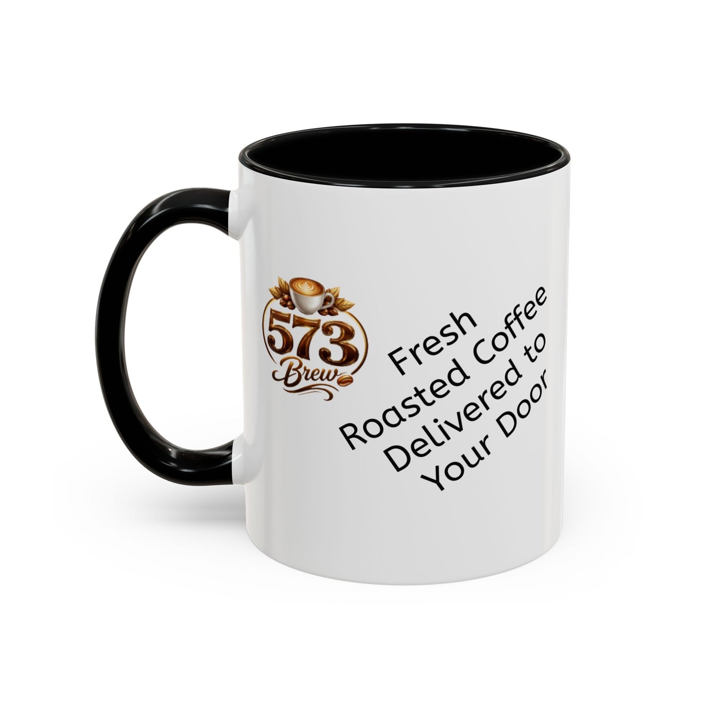 573brew.com Accent Coffee Mug – Black-Trim Ceramic Coffee Cup (11/15oz)