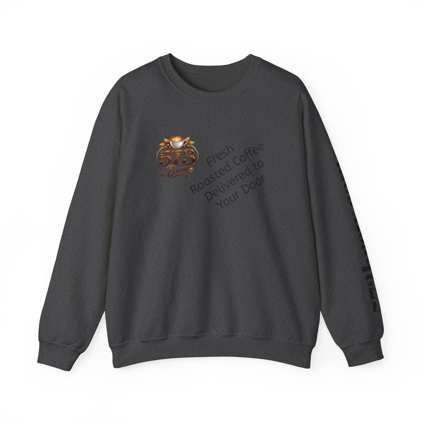Coffee Logo Crewneck Sweatshirt — “573 Brew” Fresh Roasted Coffee Design