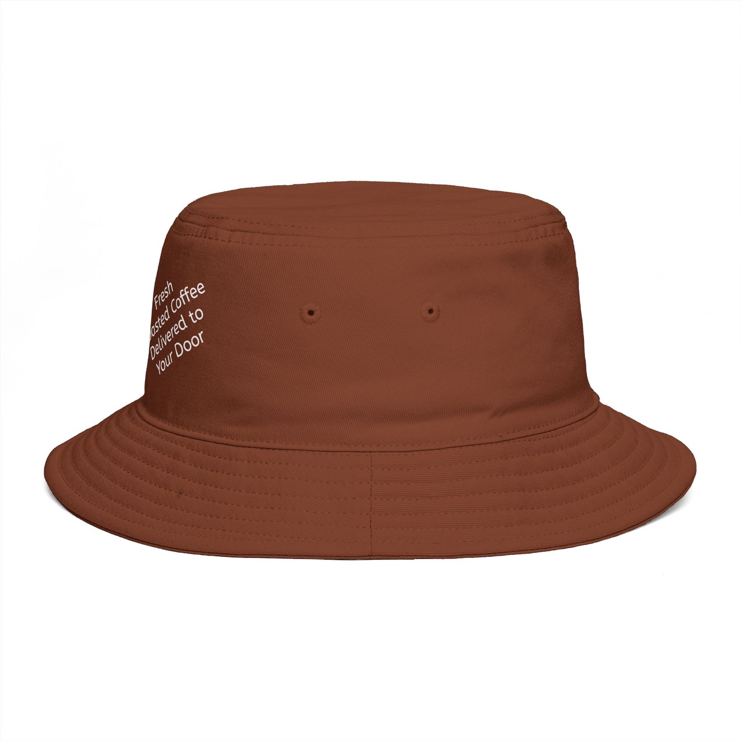 Coffee Brand Brown Bucket Hat — "Fresh Roasted Coffee Delivered to Your Door"