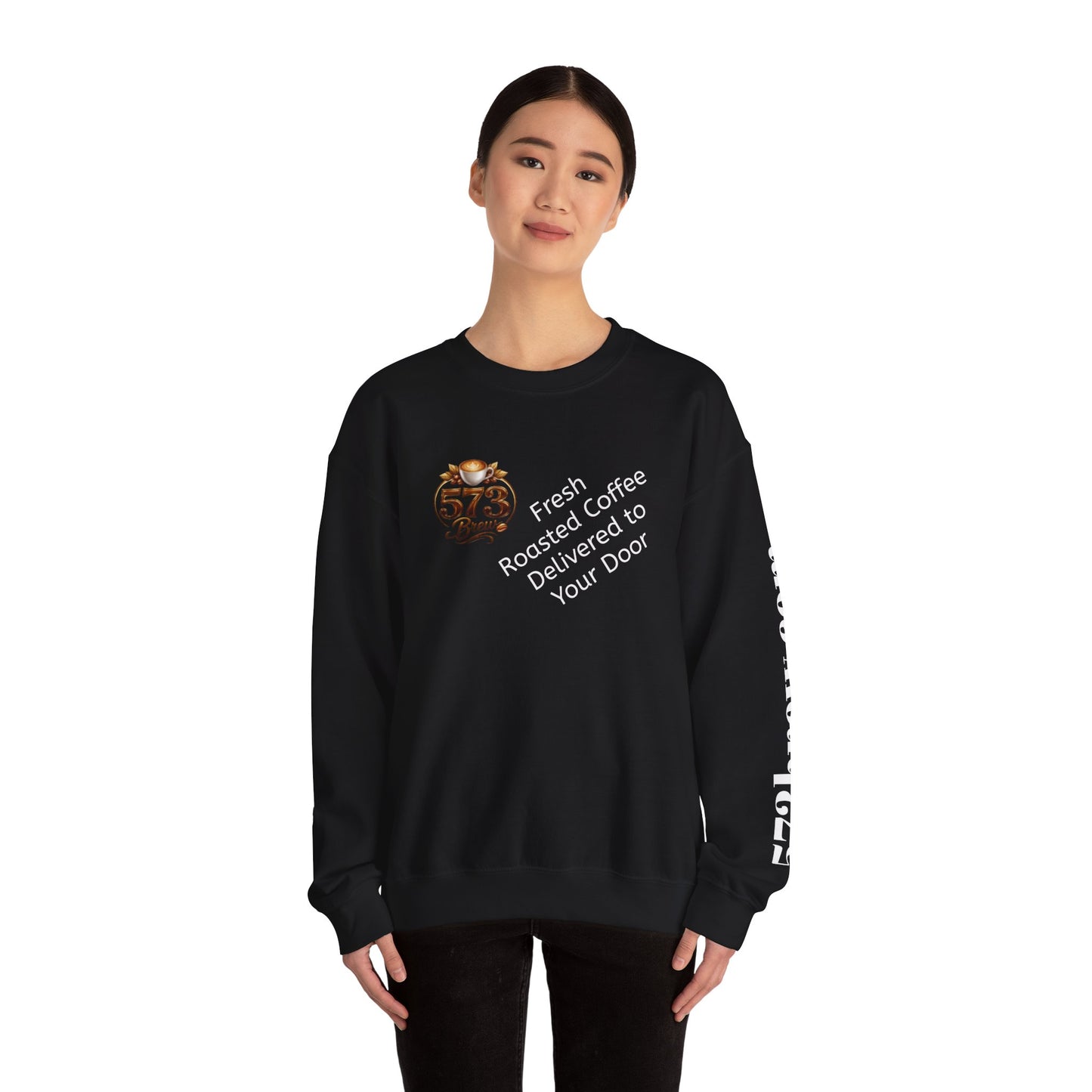 Coffee Logo Crewneck Sweatshirt — “573 Brew” Fresh Roasted Coffee Design