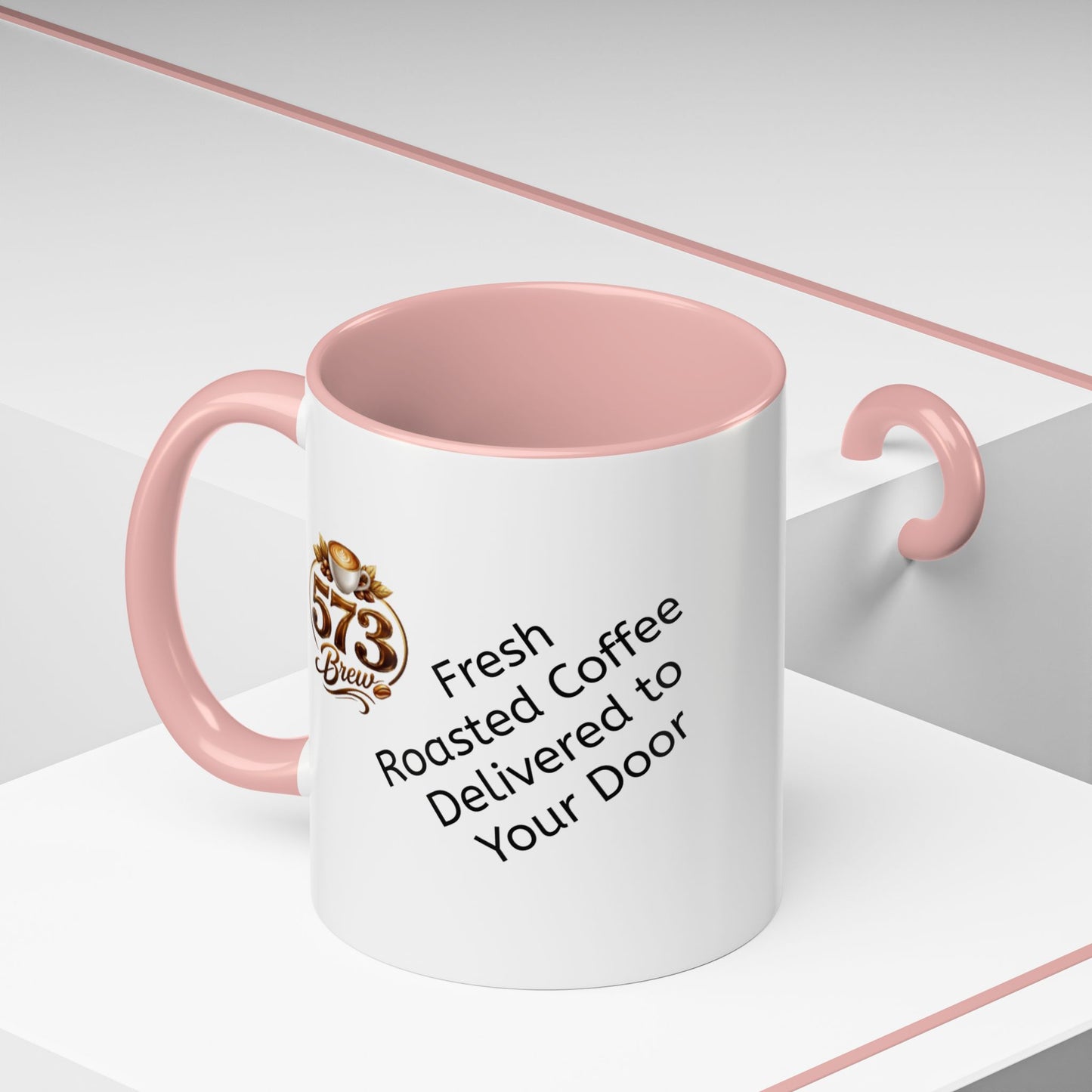 573brew.com Accent Coffee Mug – Black-Trim Ceramic Coffee Cup (11/15oz)