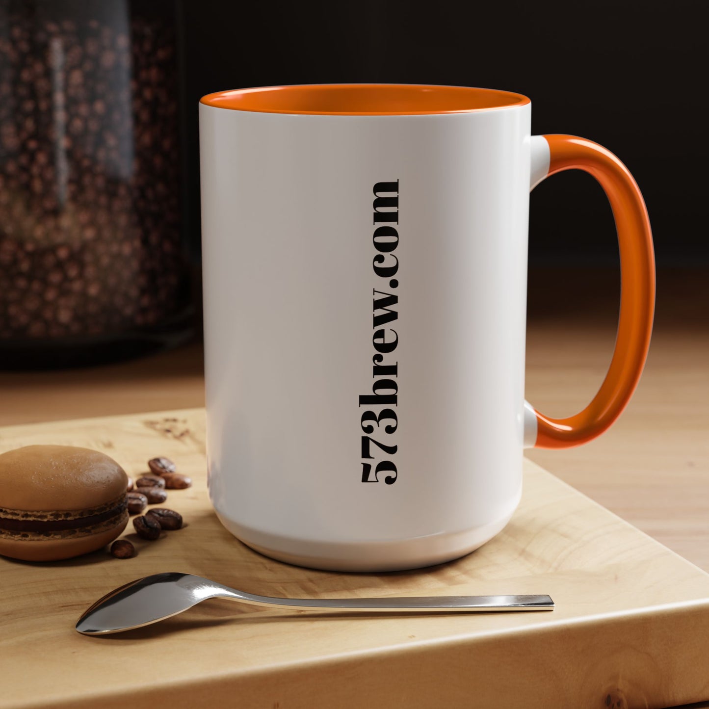 573brew.com Accent Coffee Mug – Black-Trim Ceramic Coffee Cup (11/15oz)
