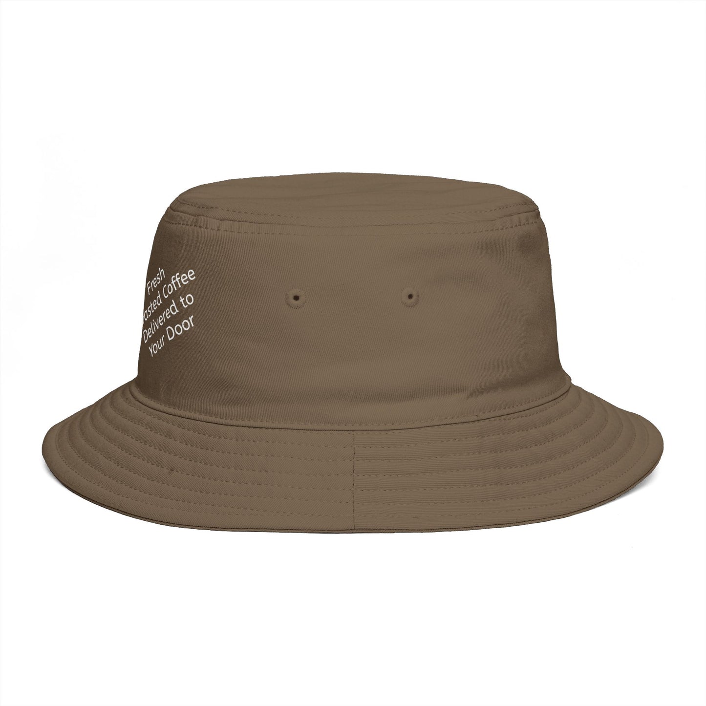 Coffee Brand Brown Bucket Hat — "Fresh Roasted Coffee Delivered to Your Door"