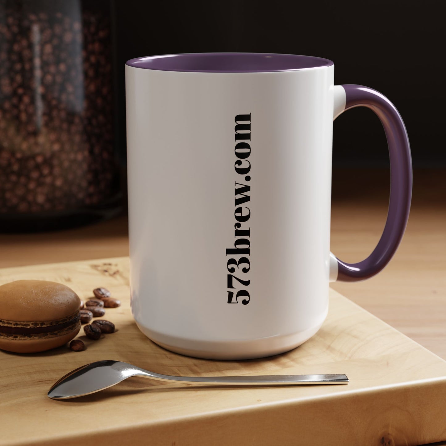 573brew.com Accent Coffee Mug – Black-Trim Ceramic Coffee Cup (11/15oz)