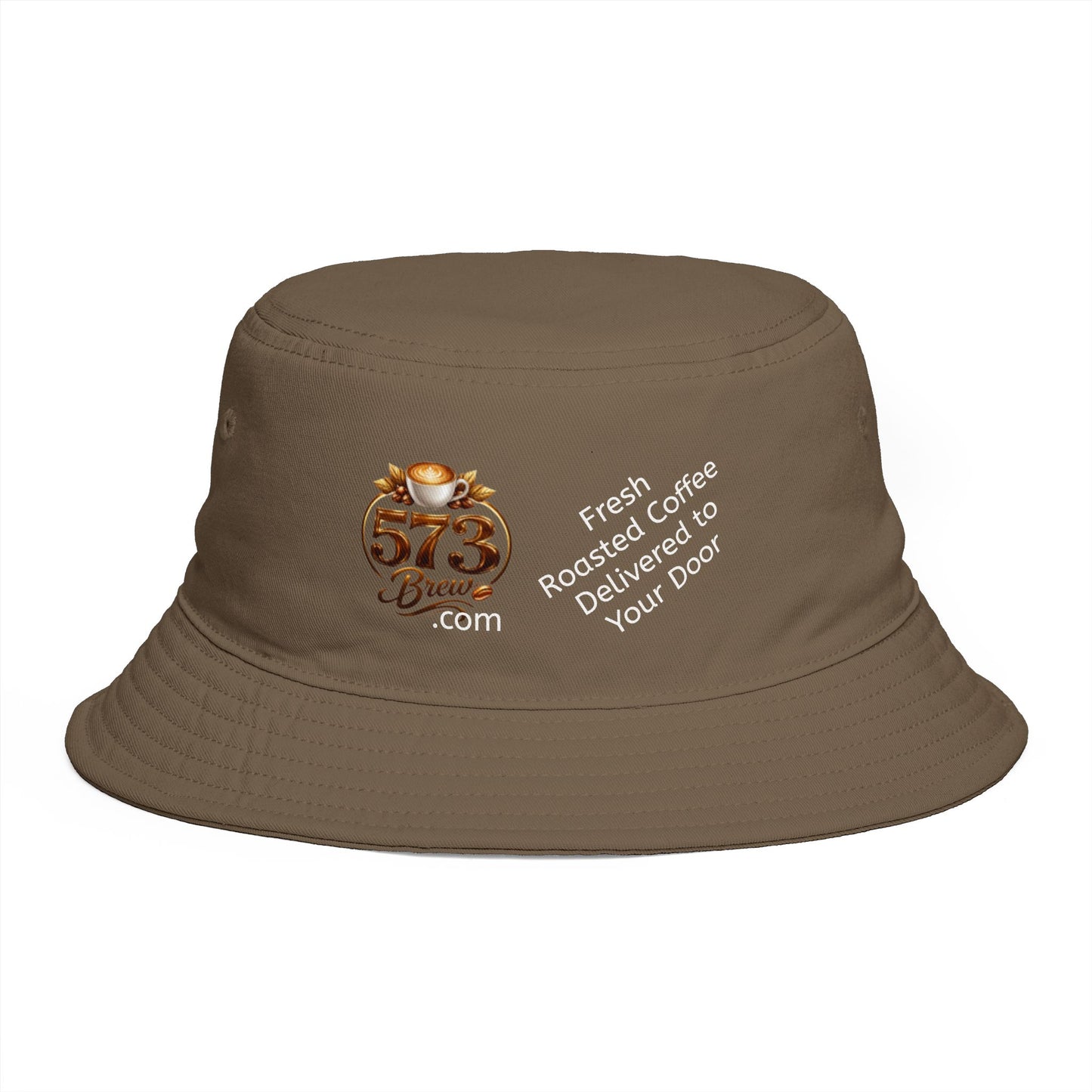 Coffee Brand Brown Bucket Hat — "Fresh Roasted Coffee Delivered to Your Door"