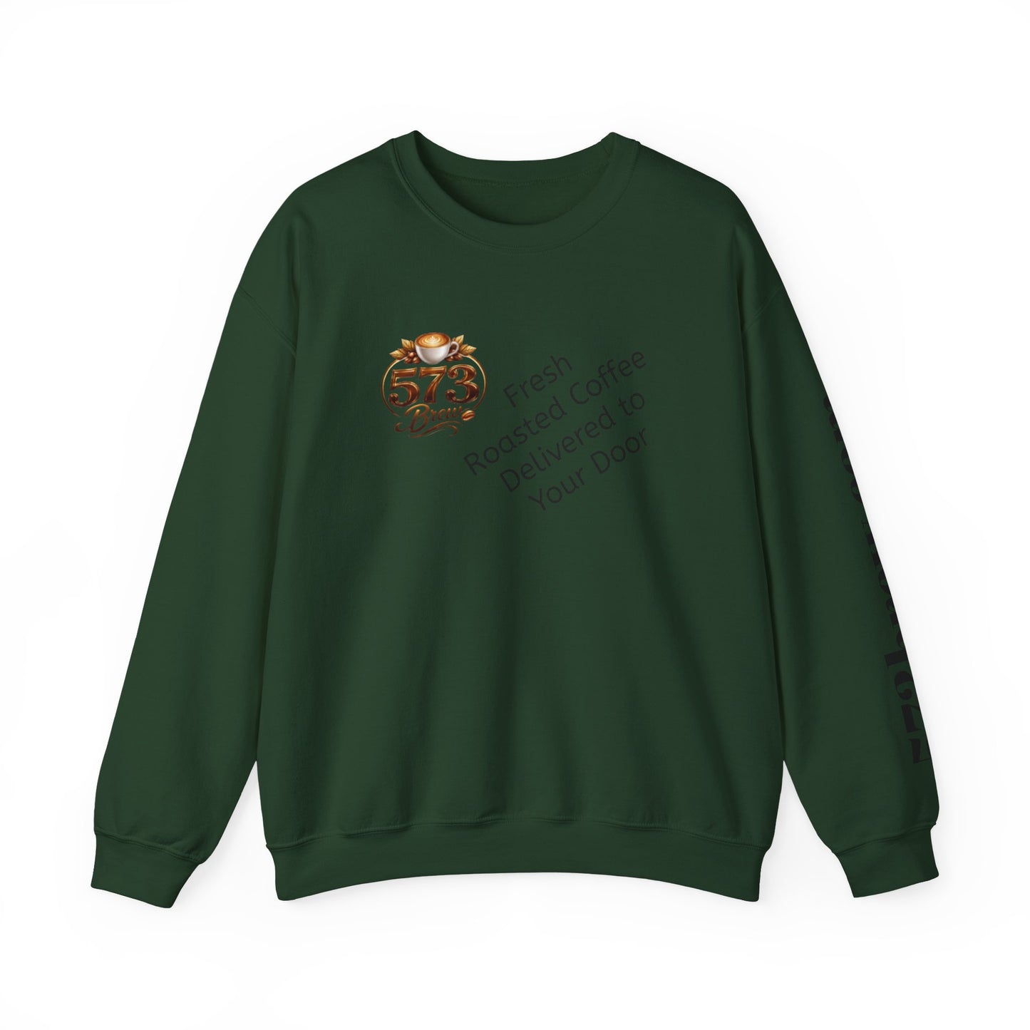 Coffee Logo Crewneck Sweatshirt — “573 Brew” Fresh Roasted Coffee Design