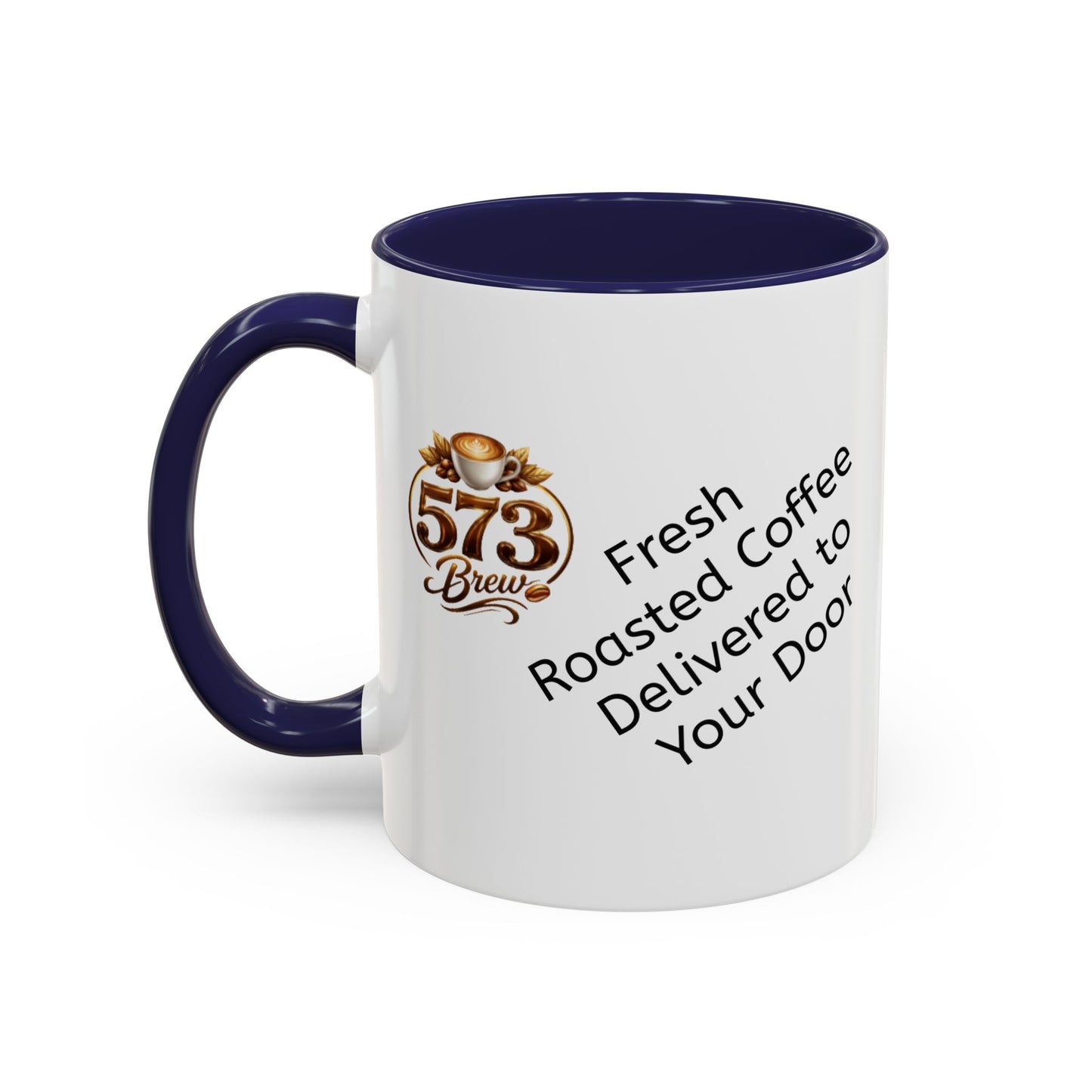573brew.com Accent Coffee Mug – Black-Trim Ceramic Coffee Cup (11/15oz)