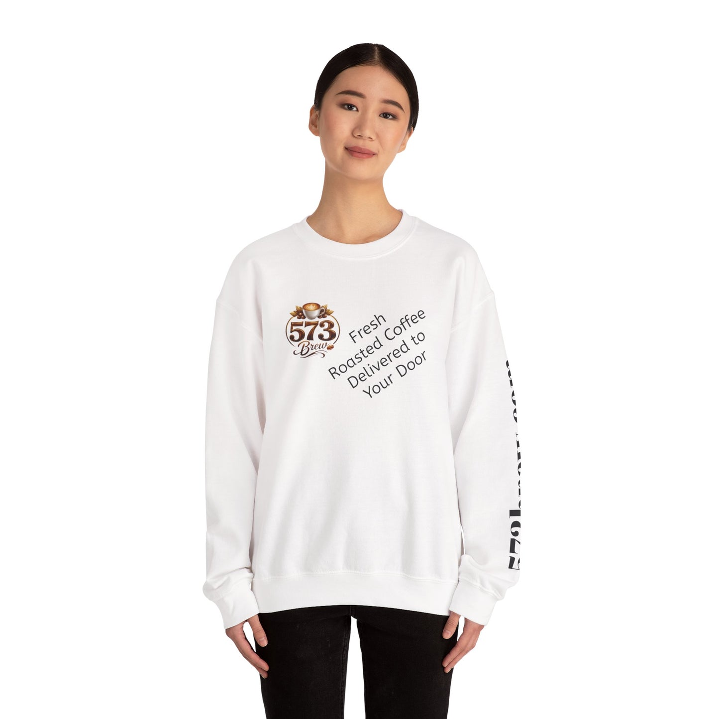 Coffee Logo Crewneck Sweatshirt — “573 Brew” Fresh Roasted Coffee Design