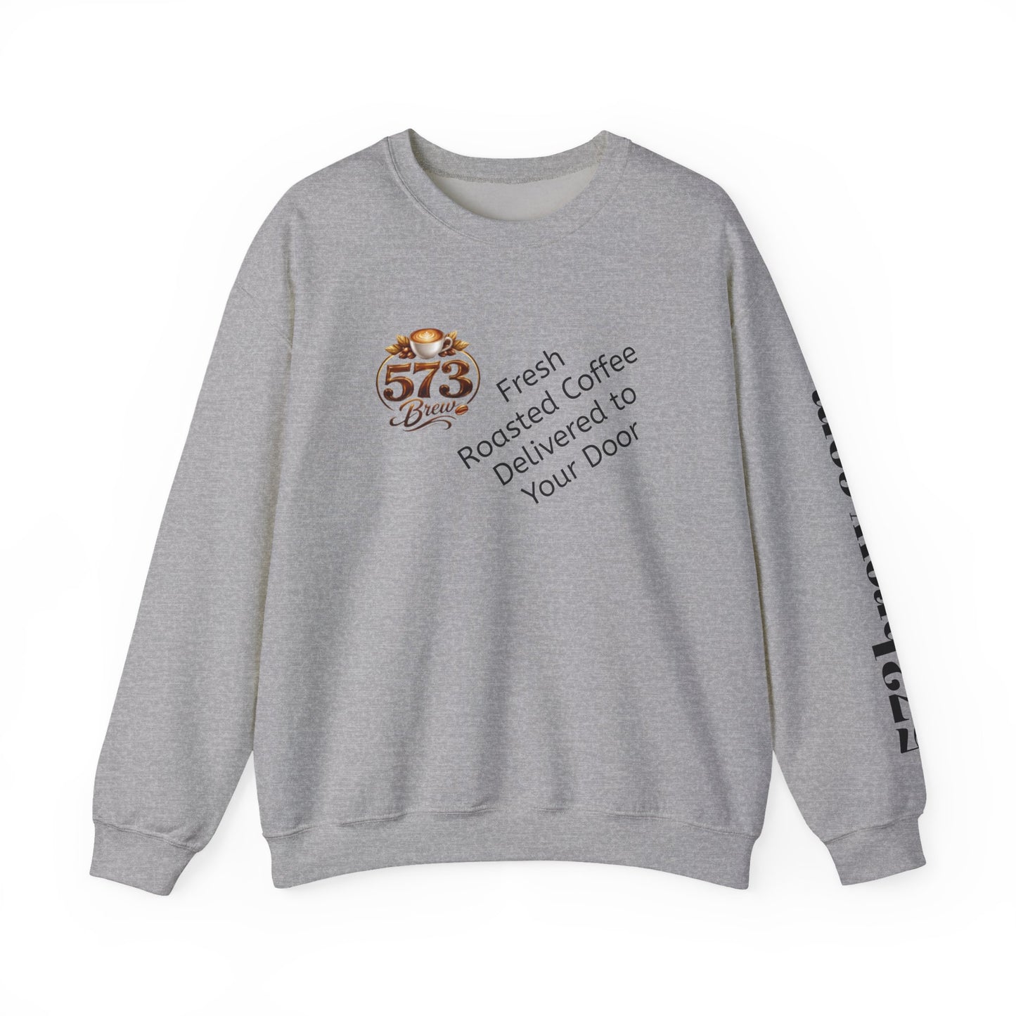 Coffee Logo Crewneck Sweatshirt — “573 Brew” Fresh Roasted Coffee Design