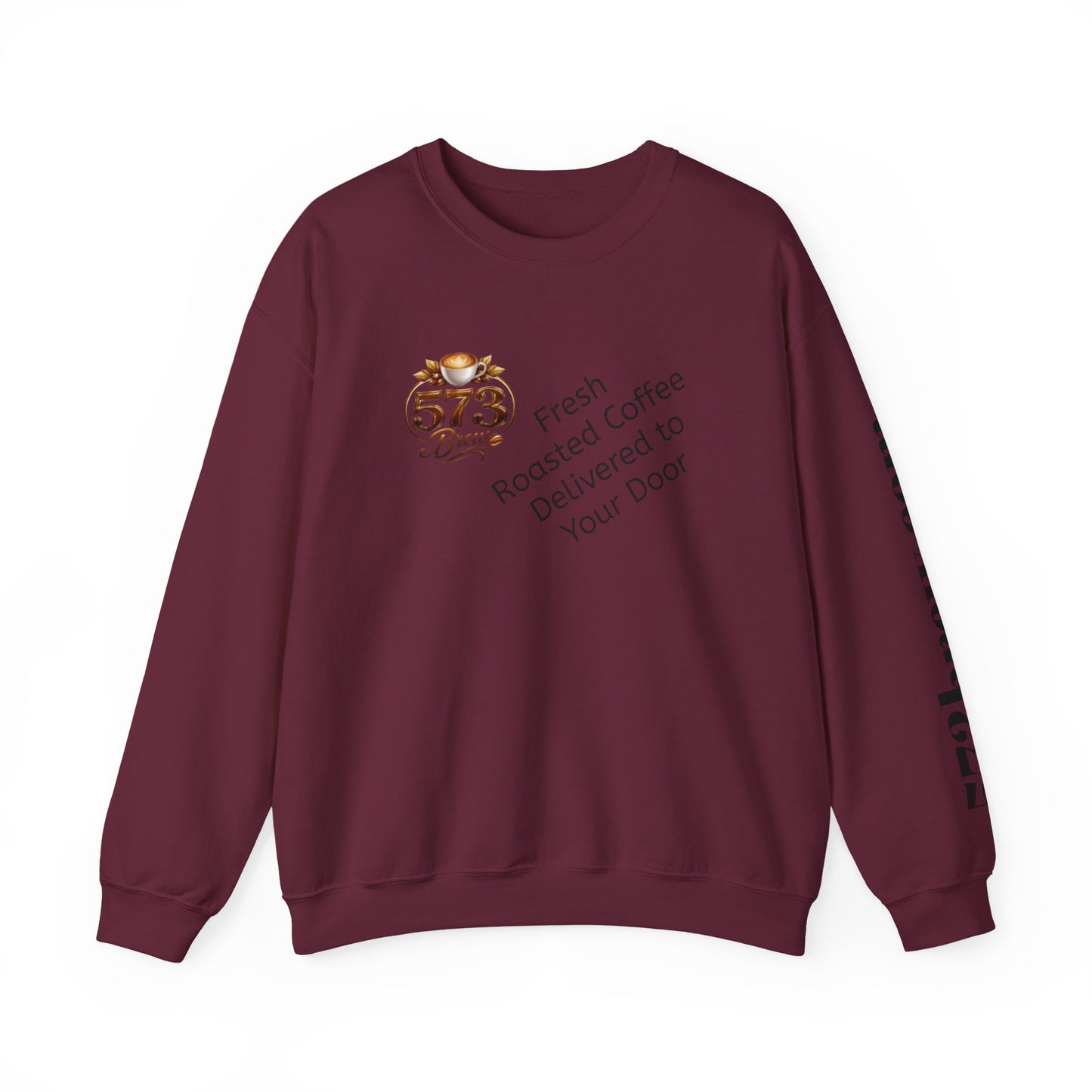 Coffee Logo Crewneck Sweatshirt — “573 Brew” Fresh Roasted Coffee Design