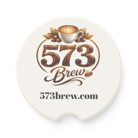 Soapstone Car Coaster — 573 Brew Coffee Logo Car Cup Holder Protector
