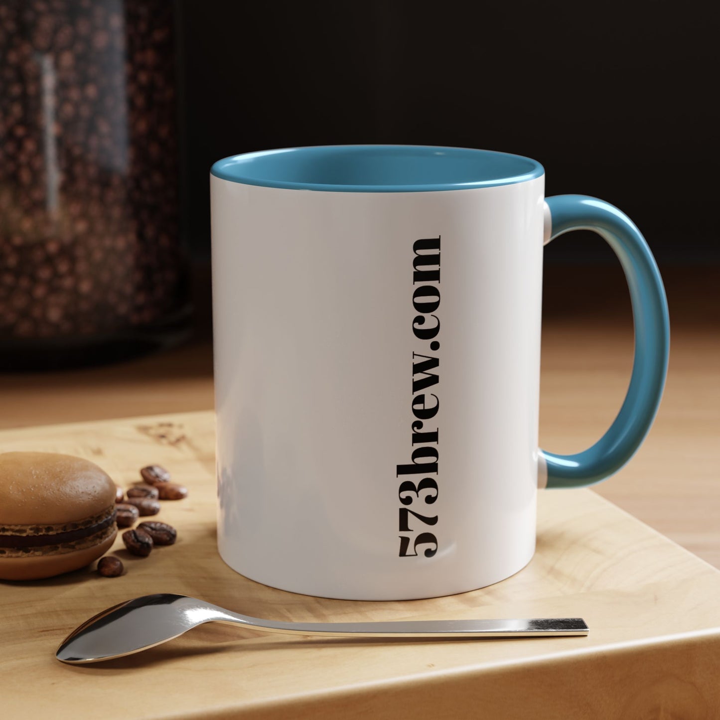 573brew.com Accent Coffee Mug – Black-Trim Ceramic Coffee Cup (11/15oz)