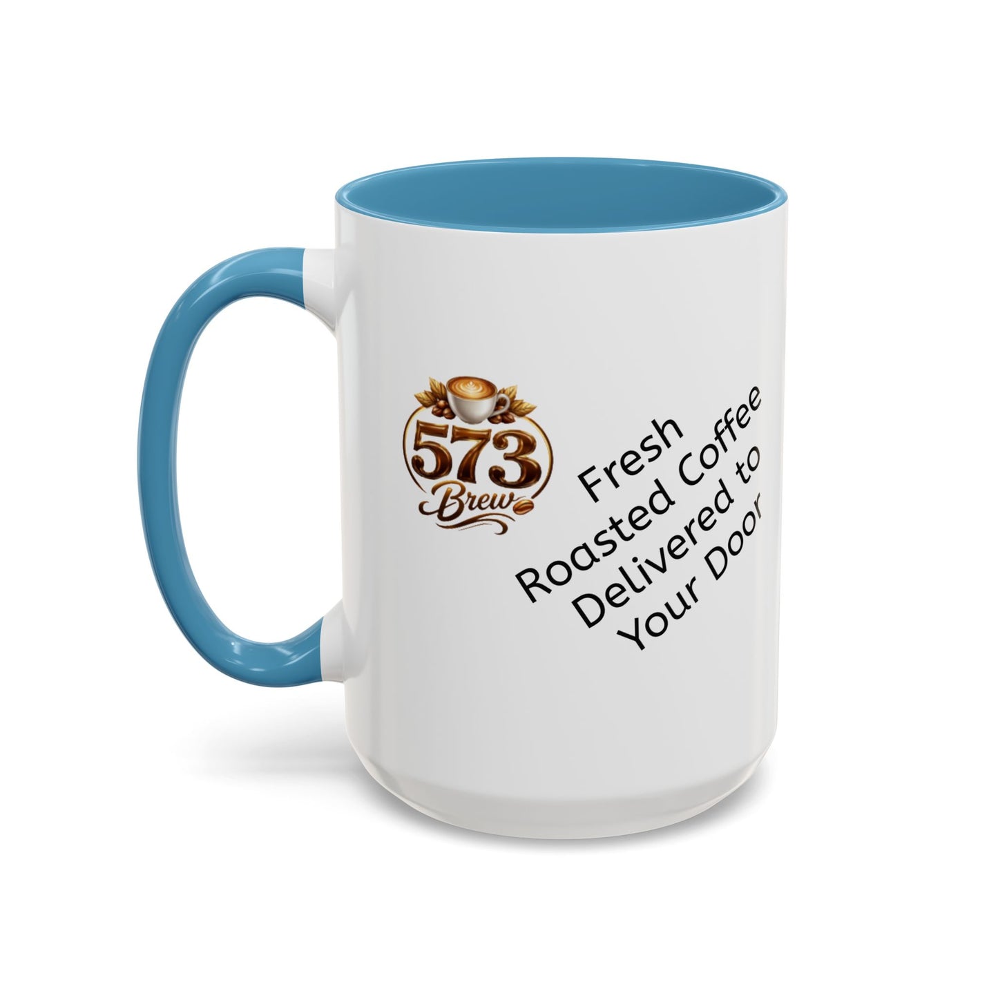 573brew.com Accent Coffee Mug – Black-Trim Ceramic Coffee Cup (11/15oz)