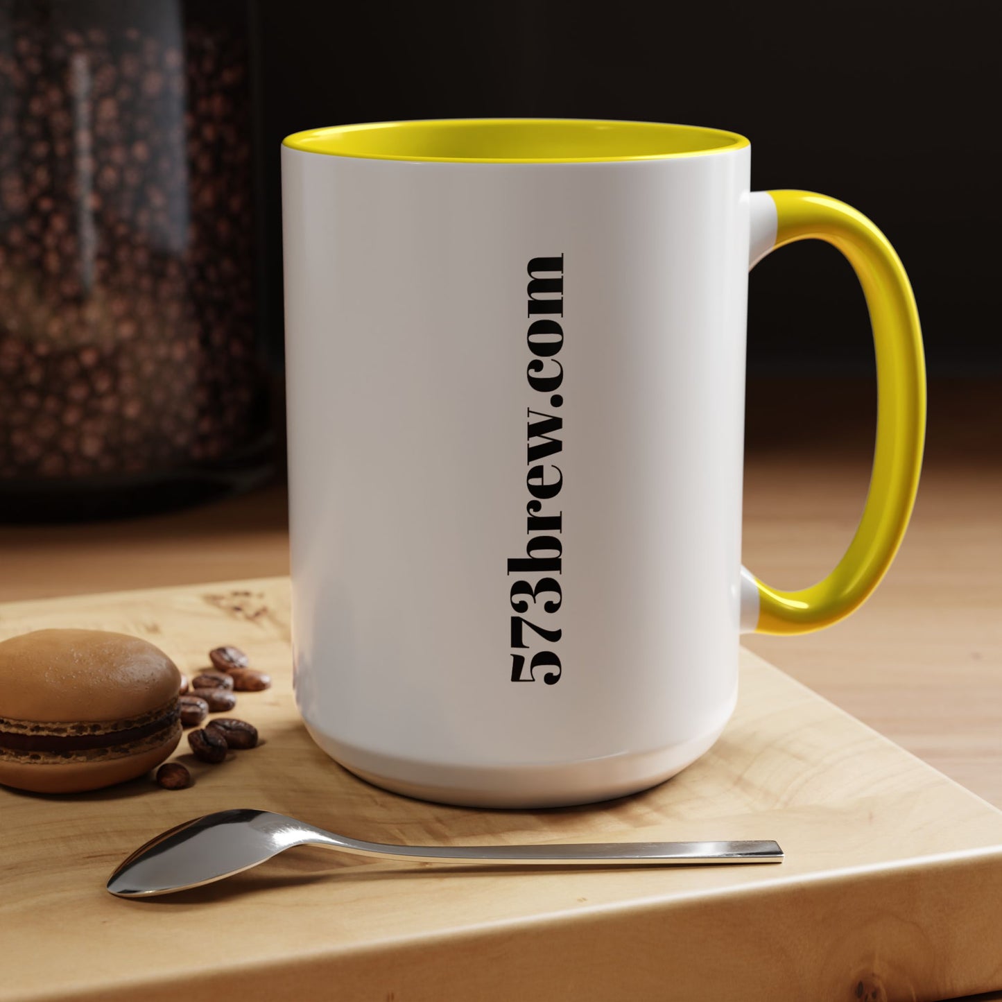 573brew.com Accent Coffee Mug – Black-Trim Ceramic Coffee Cup (11/15oz)