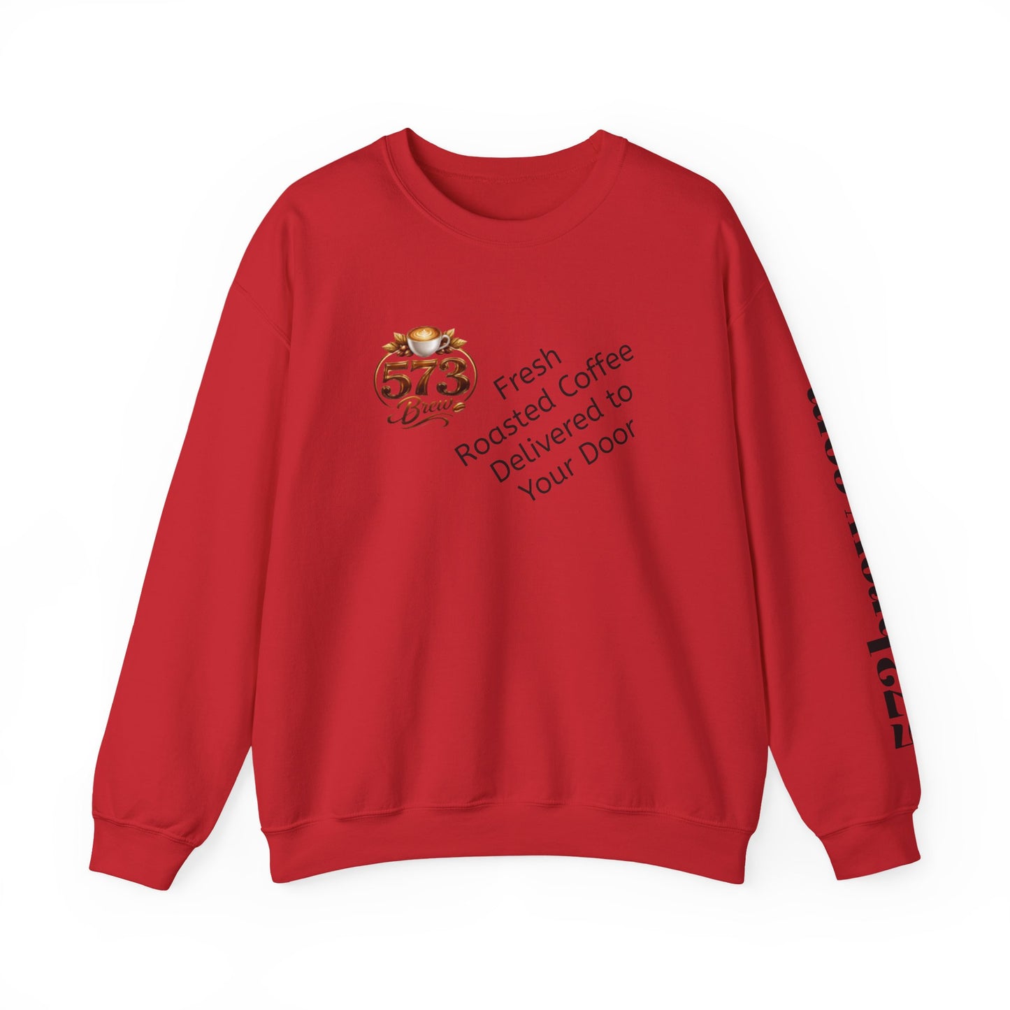 Coffee Logo Crewneck Sweatshirt — “573 Brew” Fresh Roasted Coffee Design