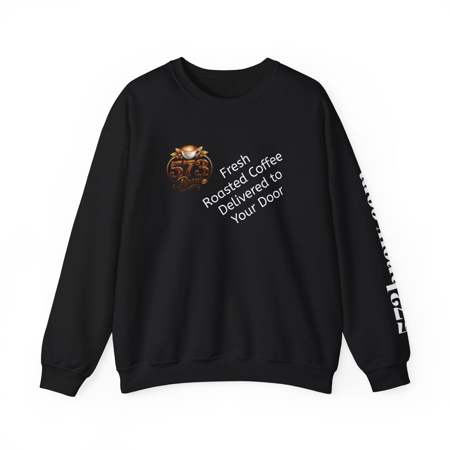Coffee Logo Crewneck Sweatshirt — “573 Brew” Fresh Roasted Coffee Design