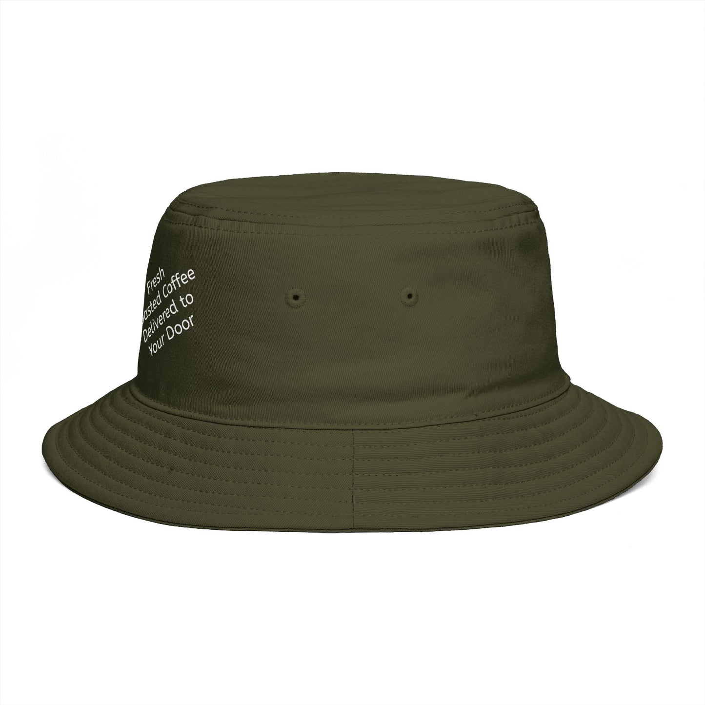 Coffee Brand Brown Bucket Hat — "Fresh Roasted Coffee Delivered to Your Door"