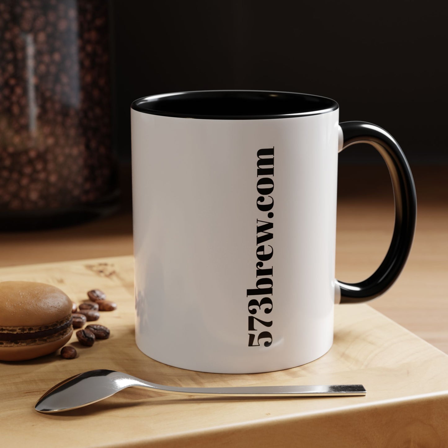 573brew.com Accent Coffee Mug – Black-Trim Ceramic Coffee Cup (11/15oz)