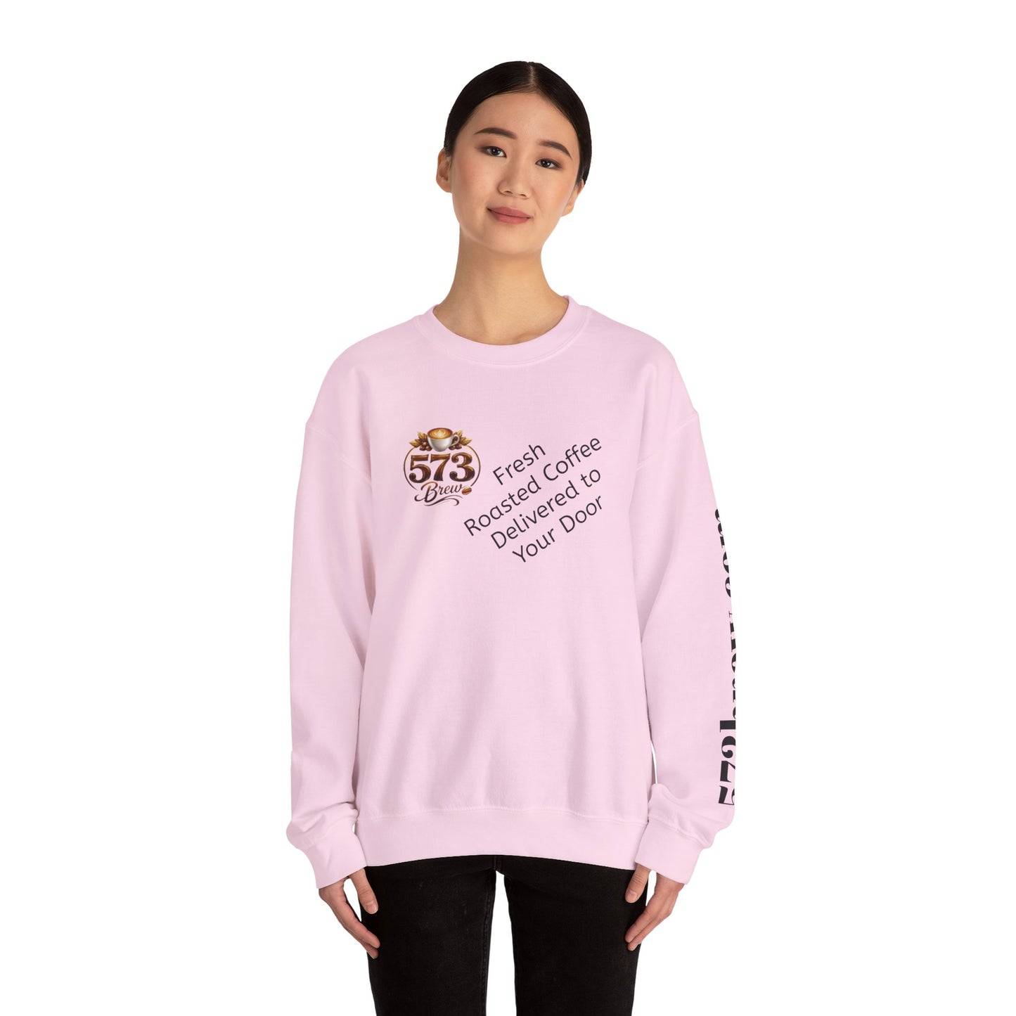 Coffee Logo Crewneck Sweatshirt — “573 Brew” Fresh Roasted Coffee Design