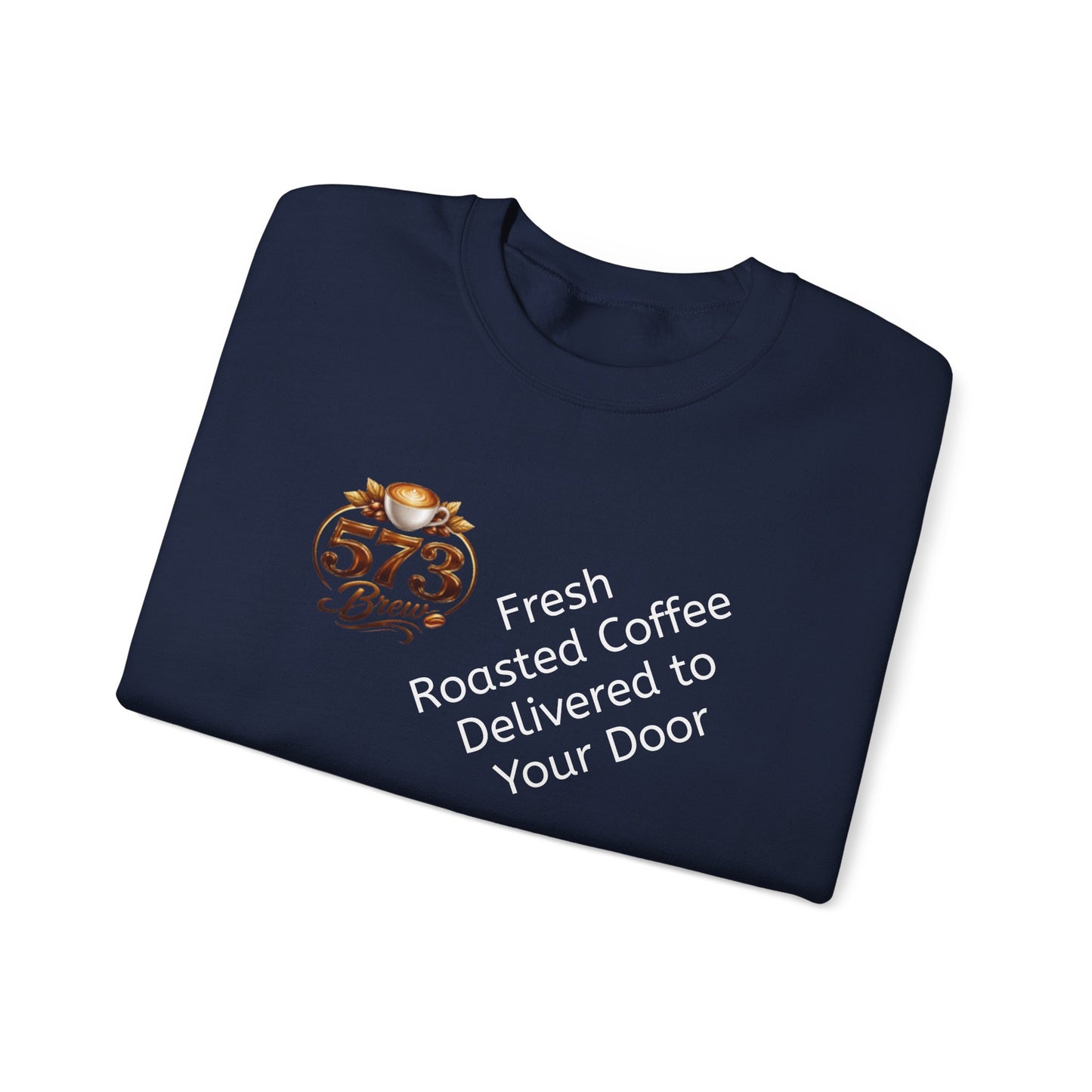 Coffee Logo Crewneck Sweatshirt — “573 Brew” Fresh Roasted Coffee Design