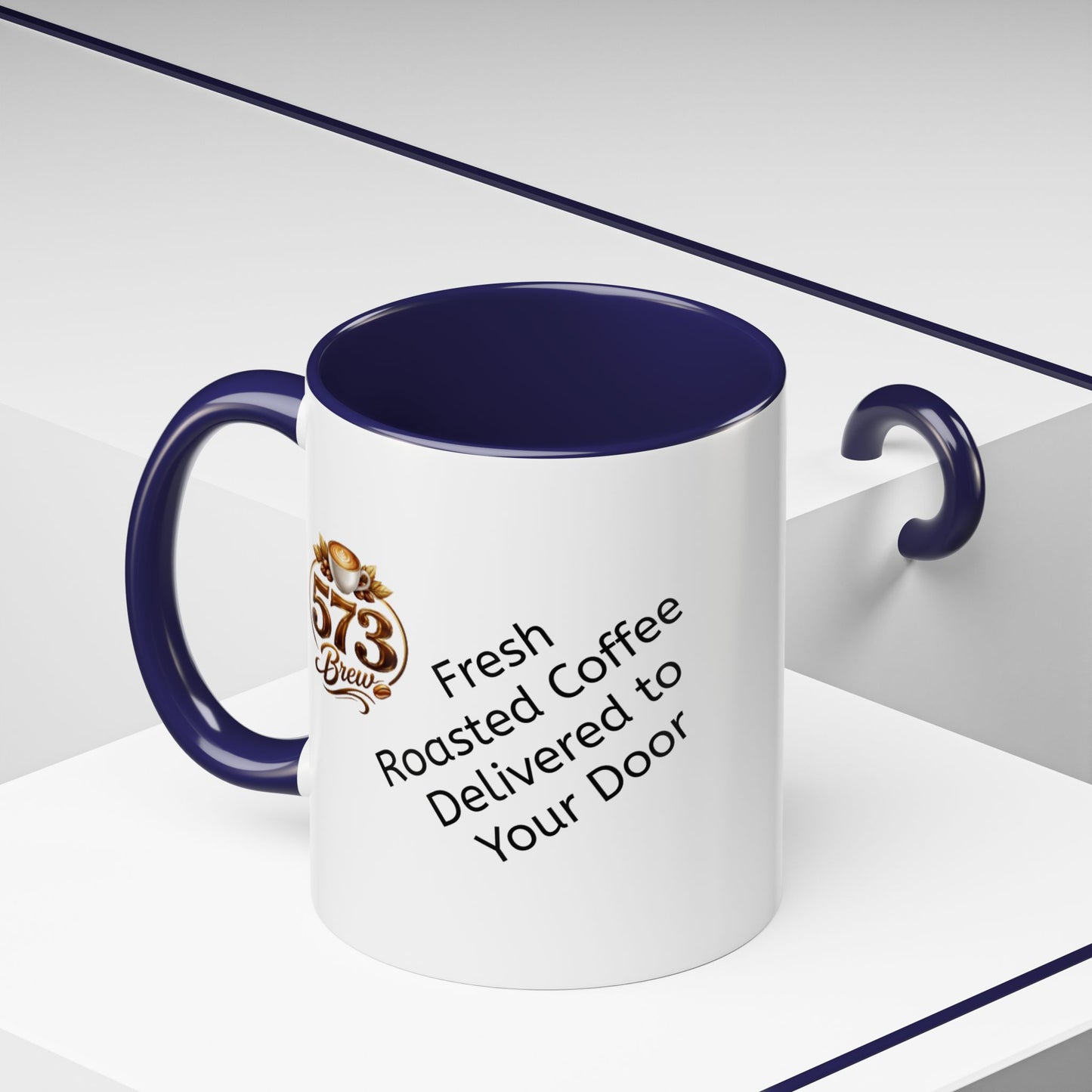 573brew.com Accent Coffee Mug – Black-Trim Ceramic Coffee Cup (11/15oz)