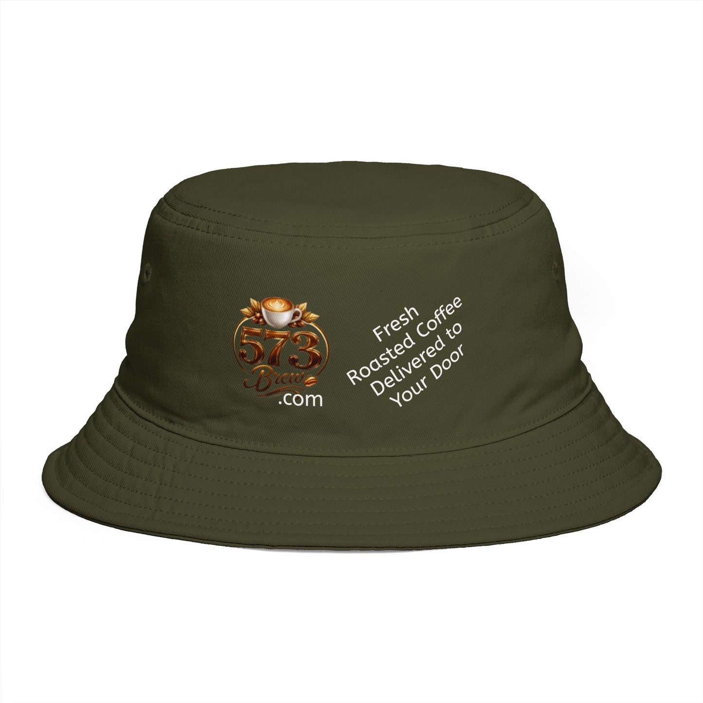 Coffee Brand Brown Bucket Hat — "Fresh Roasted Coffee Delivered to Your Door"