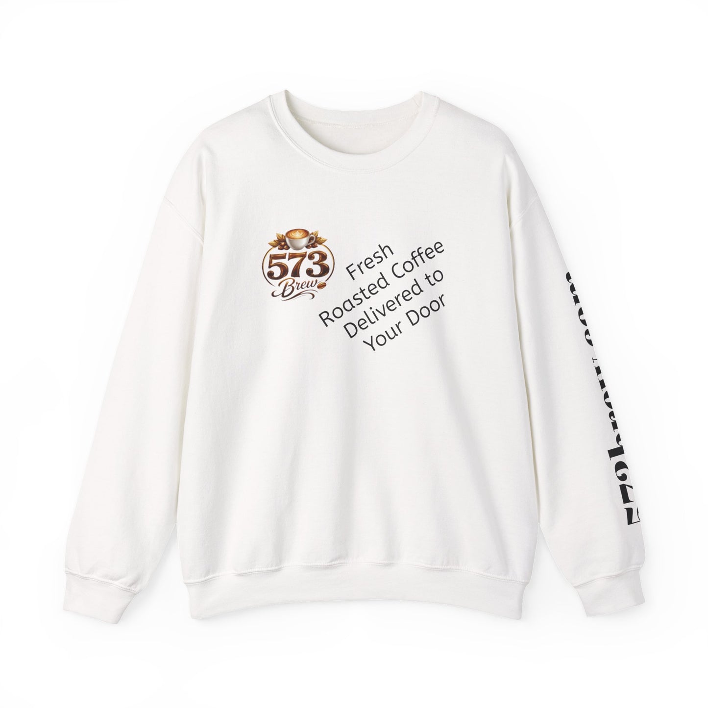 Coffee Logo Crewneck Sweatshirt — “573 Brew” Fresh Roasted Coffee Design