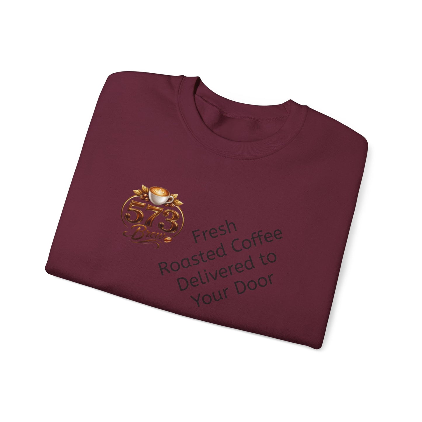 Coffee Logo Crewneck Sweatshirt — “573 Brew” Fresh Roasted Coffee Design