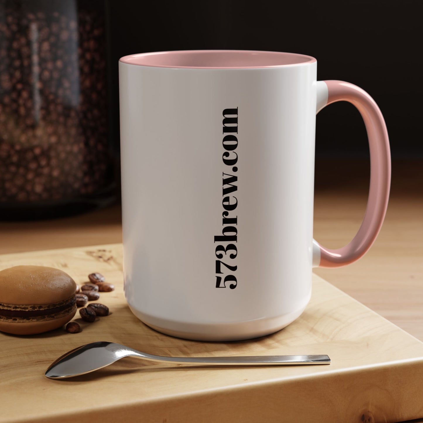 573brew.com Accent Coffee Mug – Black-Trim Ceramic Coffee Cup (11/15oz)