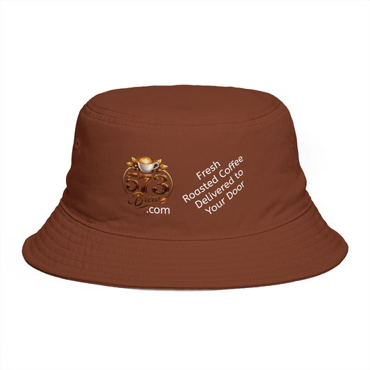Coffee Brand Brown Bucket Hat — "Fresh Roasted Coffee Delivered to Your Door"