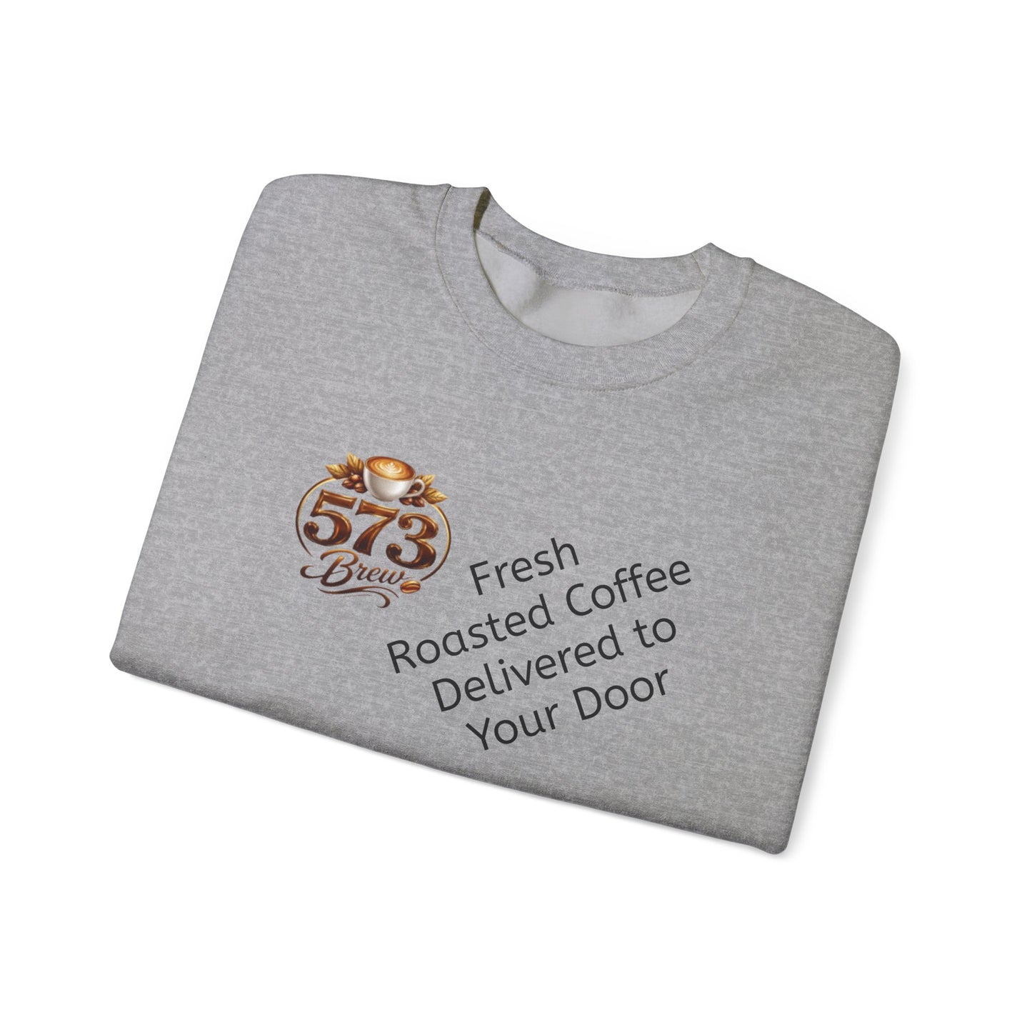 Coffee Logo Crewneck Sweatshirt — “573 Brew” Fresh Roasted Coffee Design