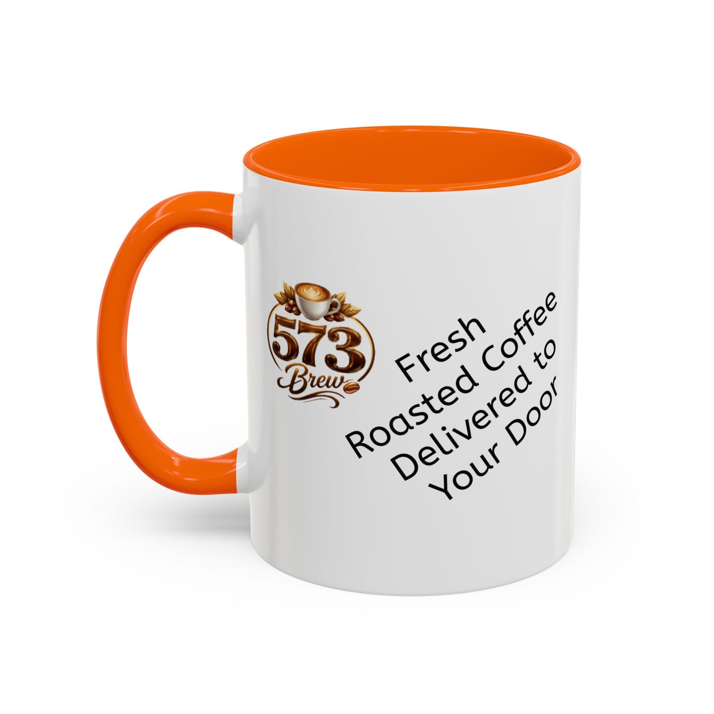 573brew.com Accent Coffee Mug – Black-Trim Ceramic Coffee Cup (11/15oz)
