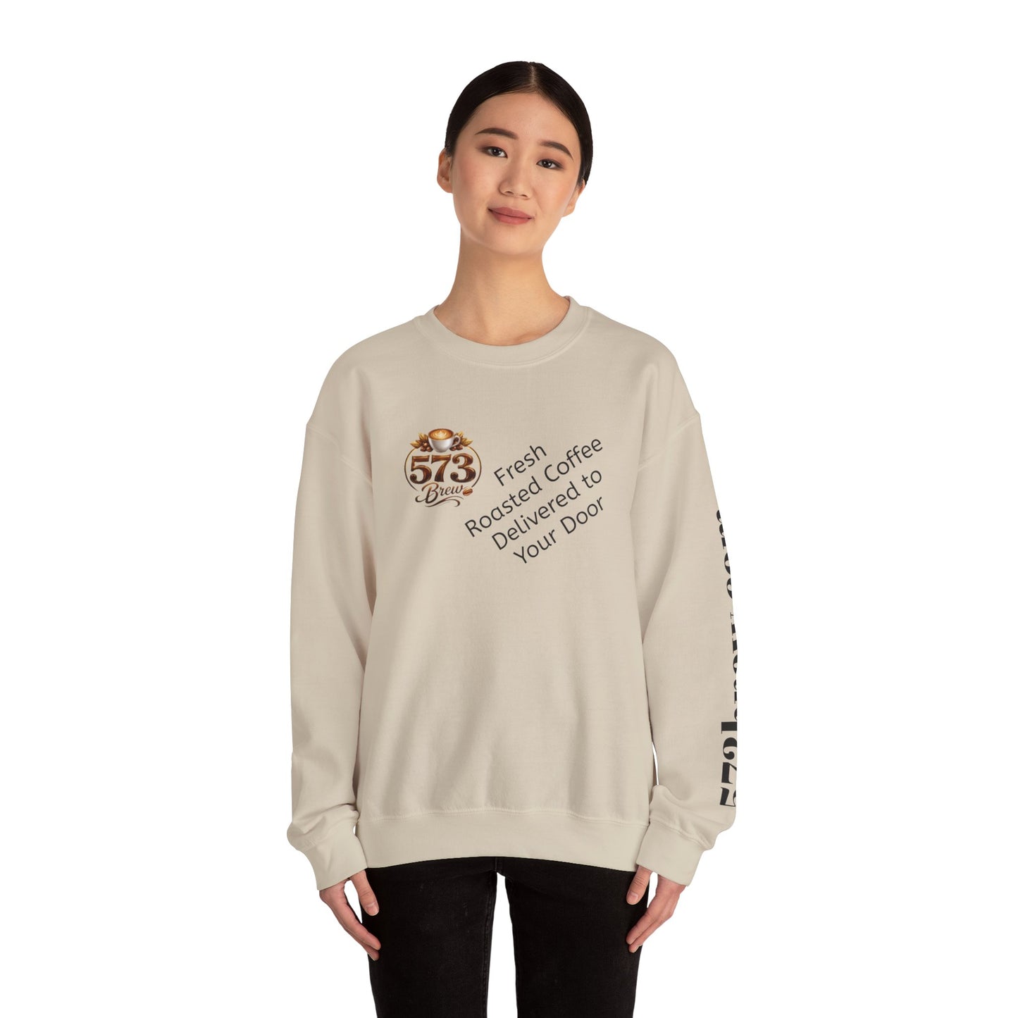 Coffee Logo Crewneck Sweatshirt — “573 Brew” Fresh Roasted Coffee Design