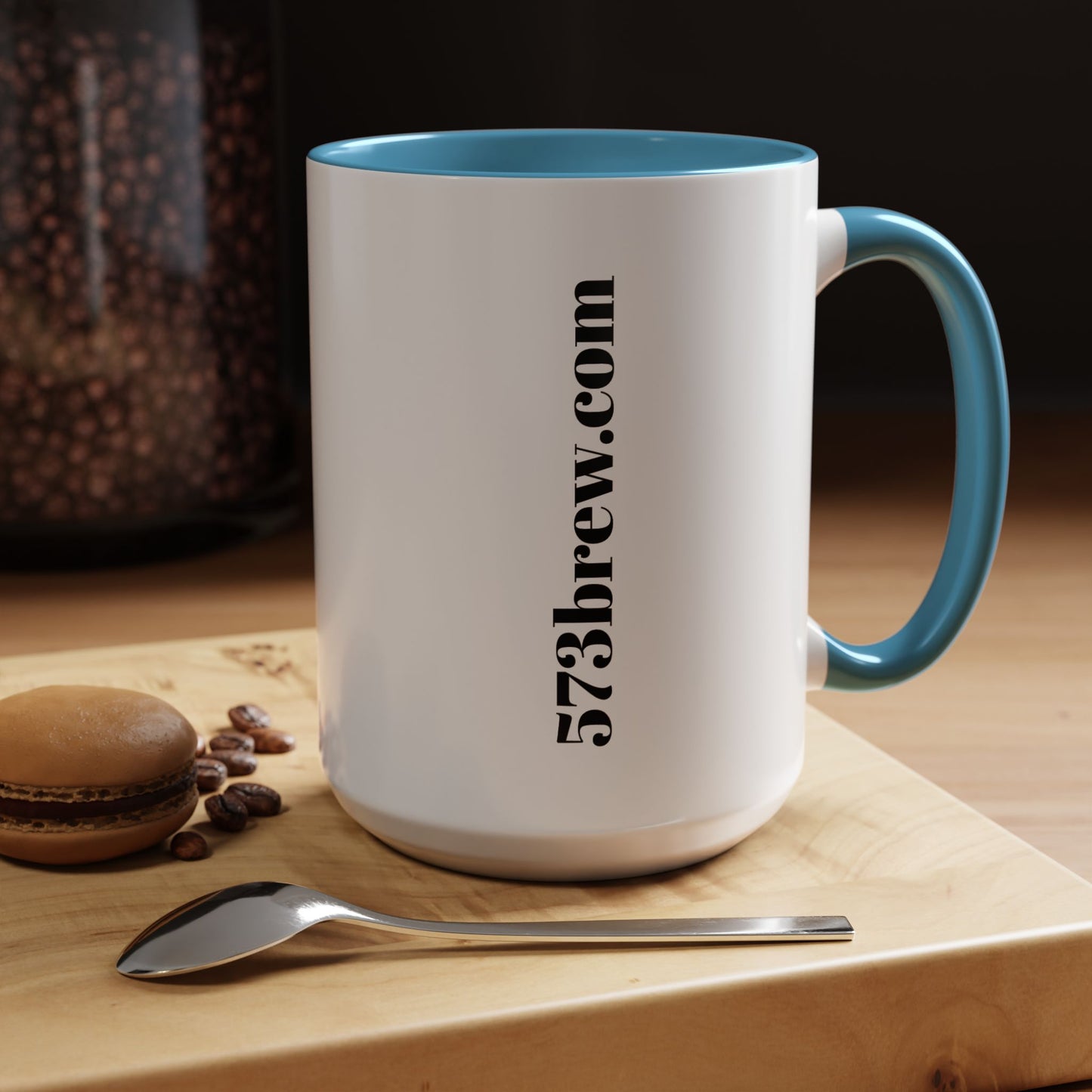 573brew.com Accent Coffee Mug – Black-Trim Ceramic Coffee Cup (11/15oz)
