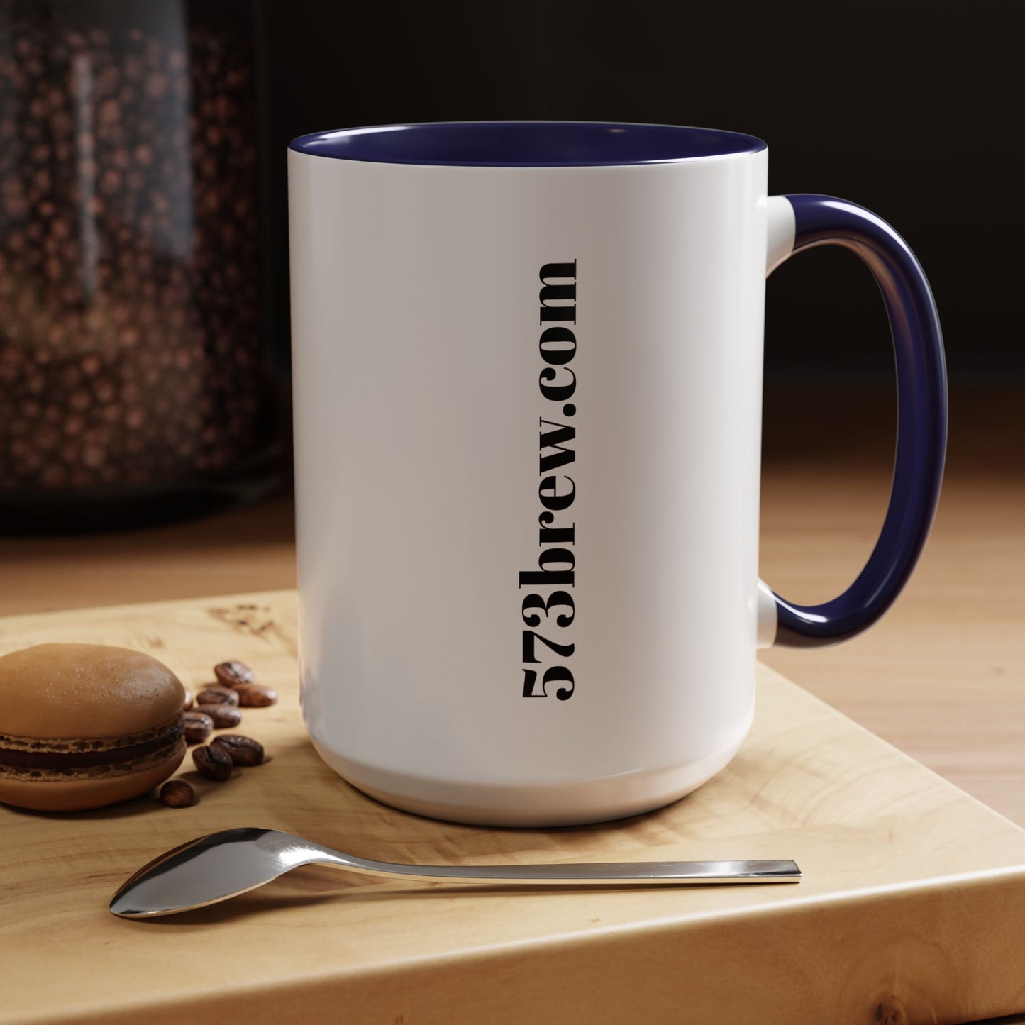 573brew.com Accent Coffee Mug – Black-Trim Ceramic Coffee Cup (11/15oz)