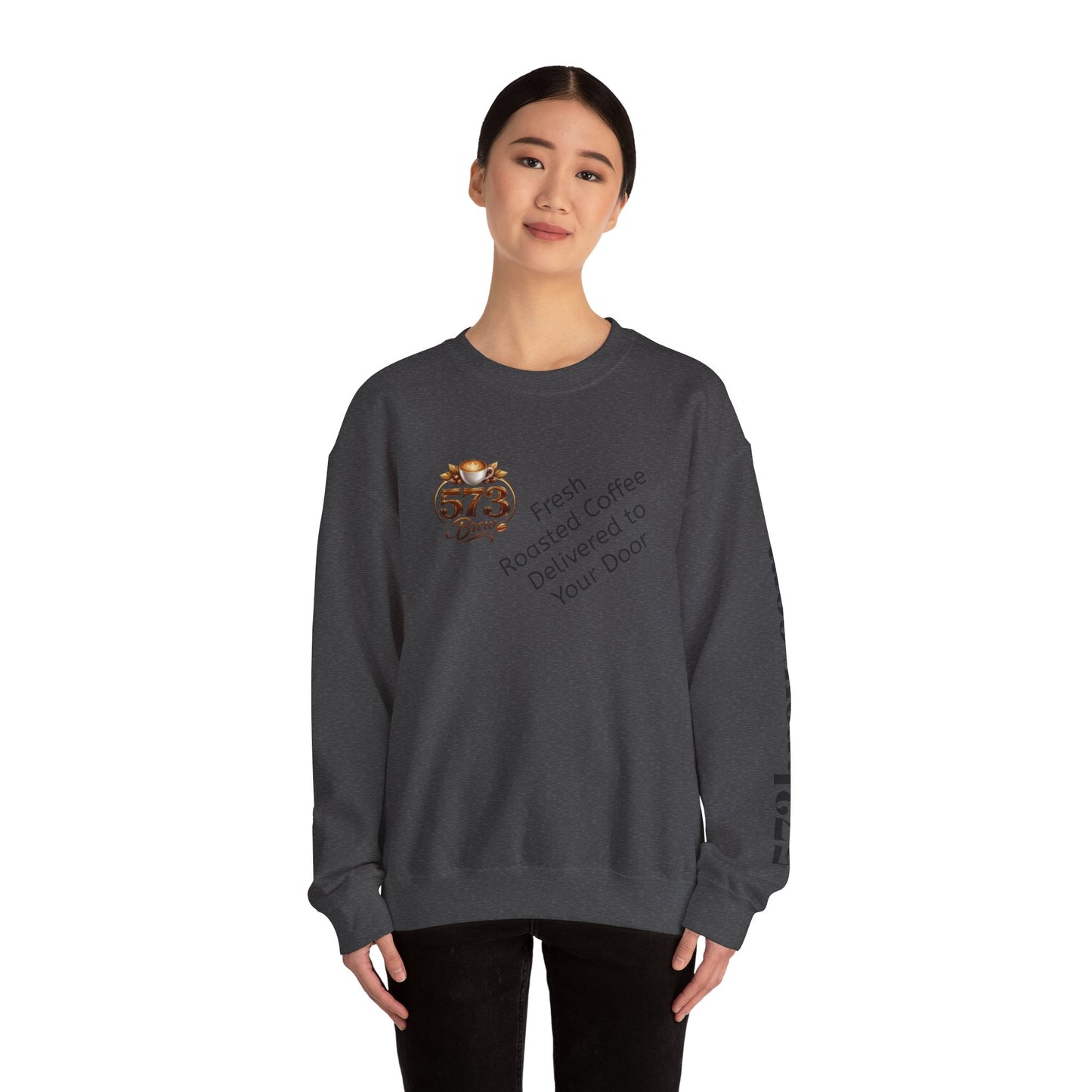 Coffee Logo Crewneck Sweatshirt — “573 Brew” Fresh Roasted Coffee Design