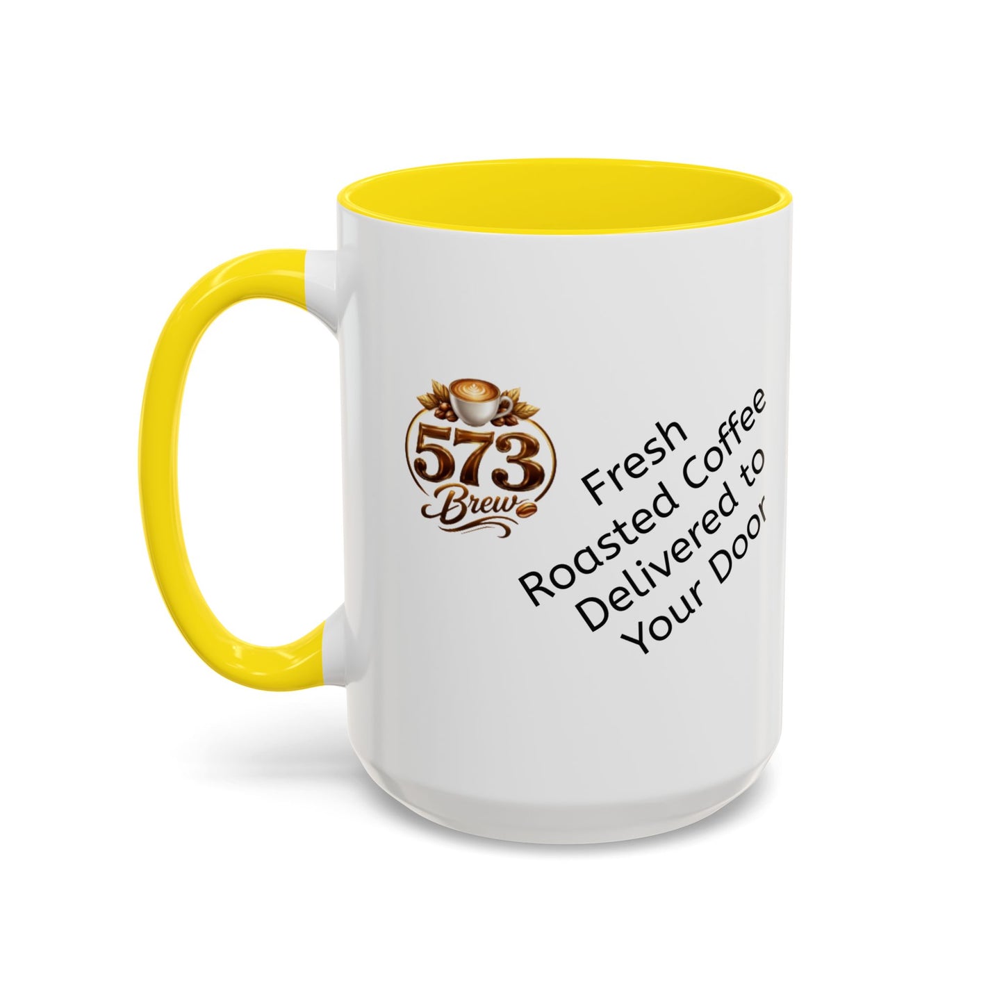 573brew.com Accent Coffee Mug – Black-Trim Ceramic Coffee Cup (11/15oz)