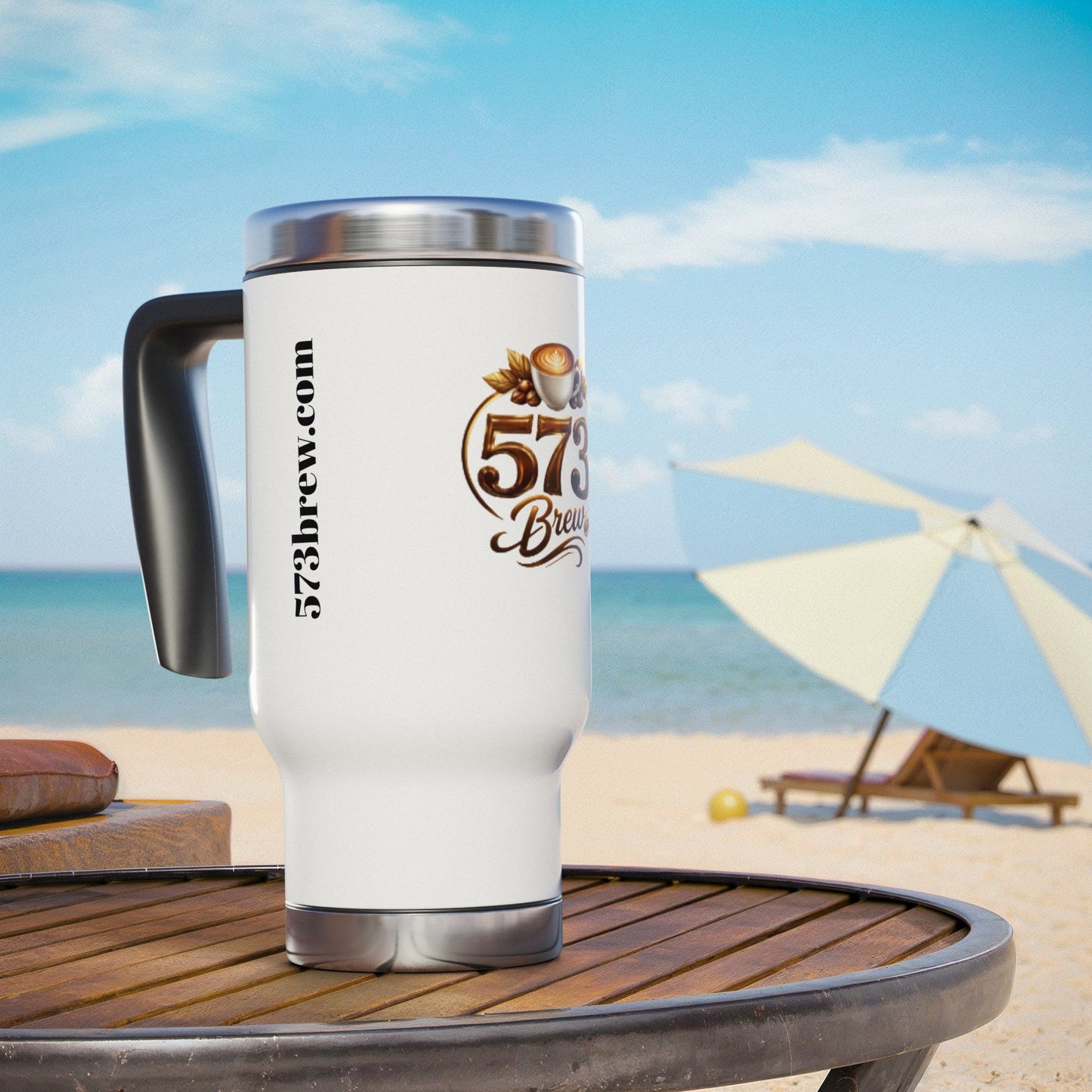 573 Brew Stainless Steel Travel Mug with Handle — 14oz Insulated Coffee Tumbler