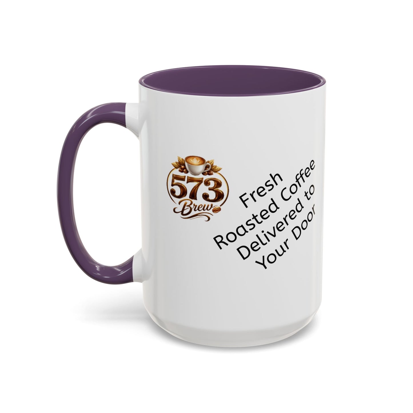 573brew.com Accent Coffee Mug – Black-Trim Ceramic Coffee Cup (11/15oz)