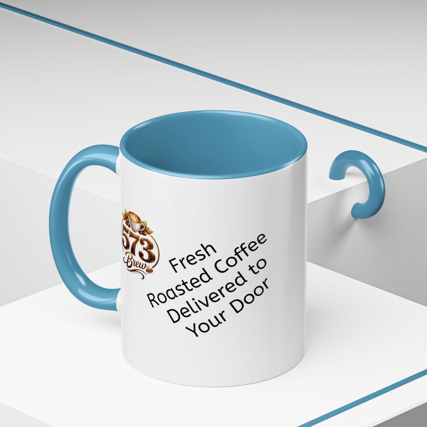 573brew.com Accent Coffee Mug – Black-Trim Ceramic Coffee Cup (11/15oz)